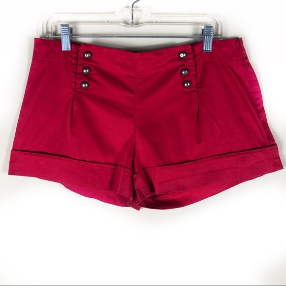 lola Pants - ✨SOLD✨ Lola Red Double Button Mini Shorts Size 13